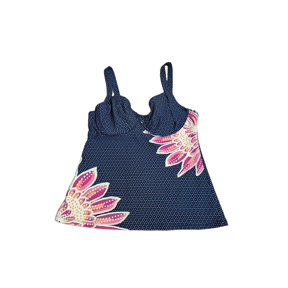 Title Nine Tankini Swim Top Womens 38C Floral Underwire UPF 50+ Stretch